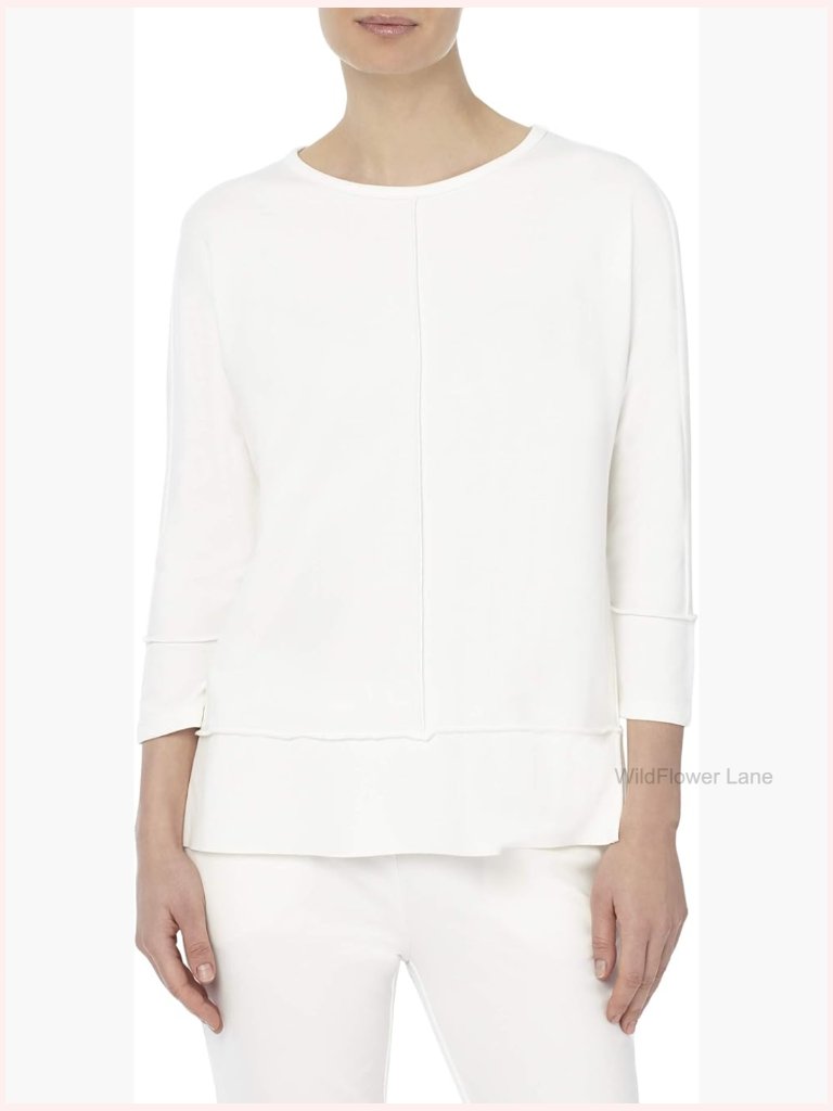 3/4 Sleeve Dolman Tunic Top - Soft Knit, Boat Neck